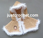 Short Hooded Cape with Fluffy Trim USA